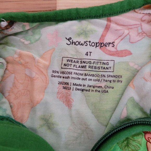 SHOWSTOPPERS DINOSAUR ONE PIECE ZIP LONG SLEEVE BAMBOO ROMPER SIZE 4T - Picture 9 of 10